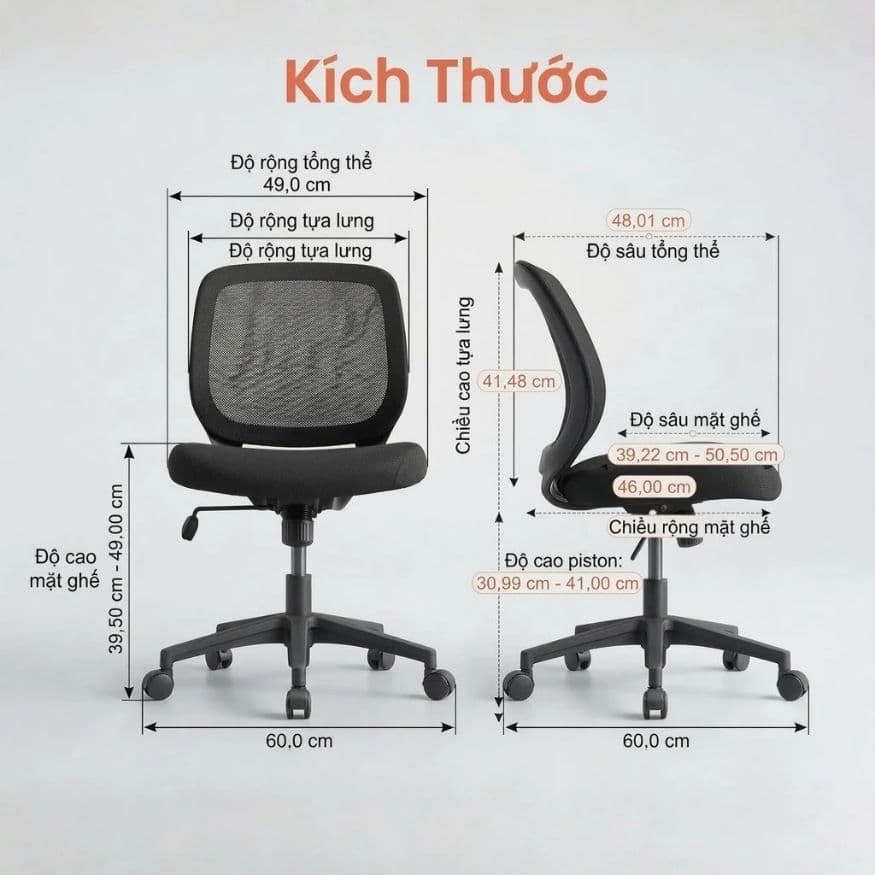 Ghế Văn Phòng Chân Xoay ADLEY