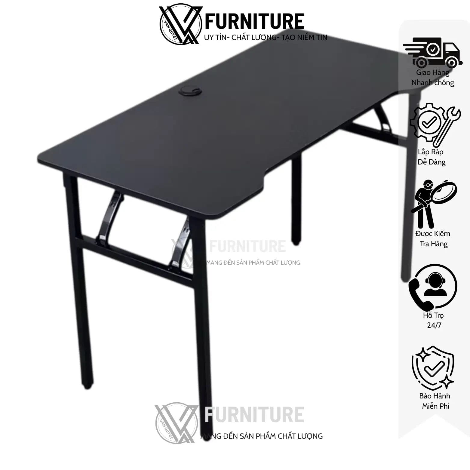 Bàn Gaming Xếp Gọn XEPGAME– Bàn Máy Tính Gấp Gọn Tiện Lợi, Đã Lắp Sẵn | Nội Thất Văn Quyết