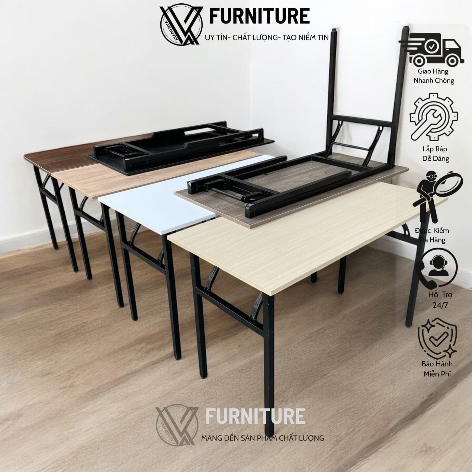 Mẫu Bàn Xếp Gọn 1m2 x 60 – Gấp Gọn Tiện Lợi, Dày Dặn cứng cáp chịu tải cao cho văn phòng học tập /Nội Thất Văn Quyết